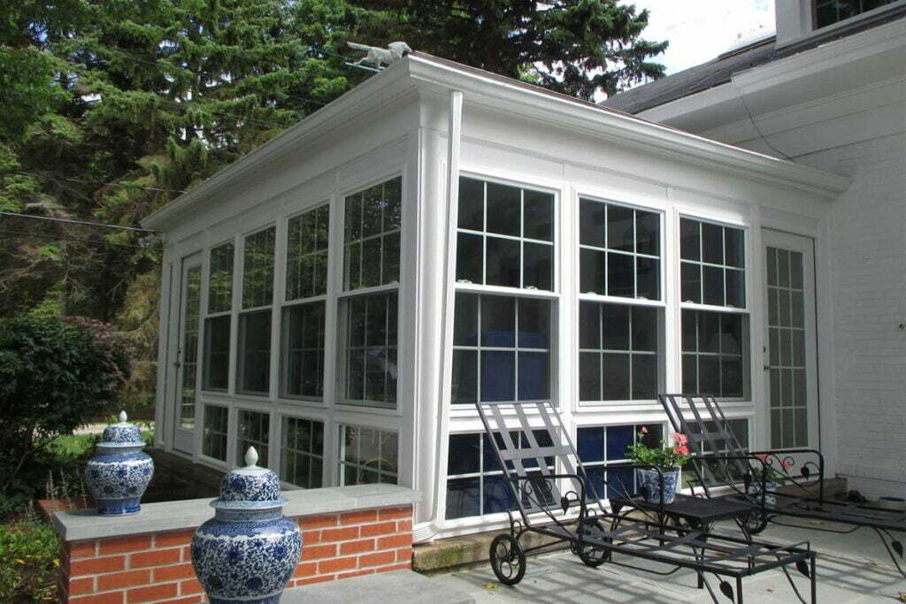 A finished sunroom exterior