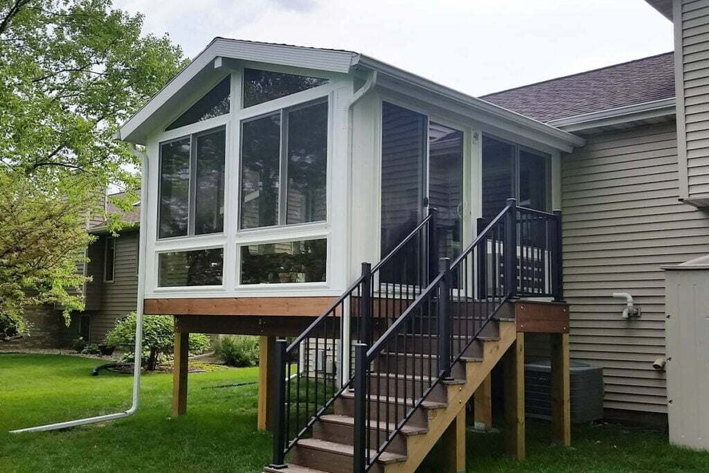 A finished exterior sunroom